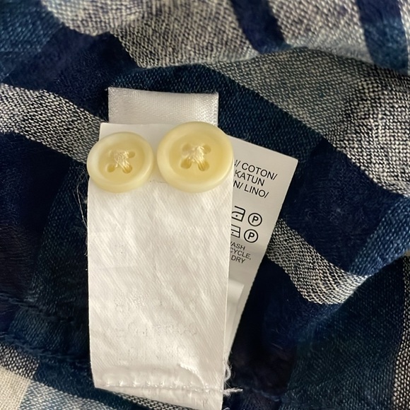 Lucky Brand Men’s Half Placket Shirt Size XL Plaid Short Sleeve Cotton Linen - Picture 5 of 8